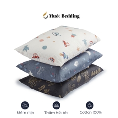 Vỏ gối Cotton 100% cao cấp nhiều họa tiết Mướt bedding Size 50x70 cm mềm mại, thấm hút tốt, áo gối dạng lồng bền đẹp