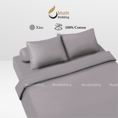 Bộ chăn ga gối Cotton Satin trơn màu cao cấp Mướt bedding đầy đủ size, set gồm Vỏ chăn + ga giường + vỏ gối nằm