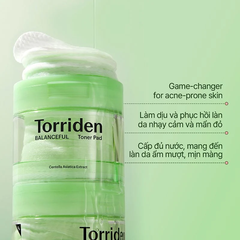 Toner Pad Torriden Làm Dịu Da Mụn, Cân Bằng Da, Cấp Ẩm Balanceful Cica Toner Pad