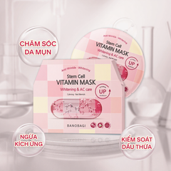 Mặt Nạ Banobagi Stem Cell Vitamin Mask Cấp Ẩm, Sáng Da Cho Da Mụn Whitening & AC Care 30g (Hồng Nhạt)