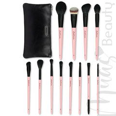 Bộ Cọ Trang Điểm Cá Nhân MUA.s Beauty 12 Cây Đen Hoặc Hồng Kèm Túi Chất Lông Mền Mịn