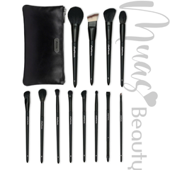 Bộ Cọ Trang Điểm Cá Nhân MUA.s Beauty 12 Cây Đen Hoặc Hồng Kèm Túi Chất Lông Mền Mịn