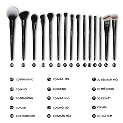 Bộ Cọ Trang Điểm Cá Nhân MUAs Beauty 15 Cây Thân Đen
