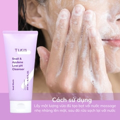 Sữa Rửa Mặt Tiam Ốc Sên Làm Dịu, Hỗ Trợ Phục Hồi Da Tia'm  Snail & Azulene Low pH Cleanser
