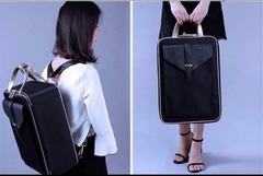 Cốp Đựng Đồ Trang Điểm Dạng Balo Viền Khóa Vàng Vải Da Chống Nước