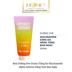 Kem Dưỡng Five Grains Trắng Da Niacinamide, Alpha-Arbutin Nâng Tone Ban Ngày 200ml