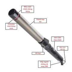 Máy Uốn Tóc Xoăn K&K Curling Iron trục Xoay 360 Độ