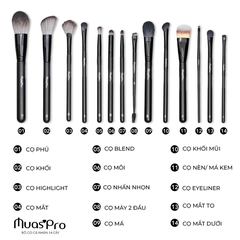 Bộ Cọ Trang Điểm Cá Nhân MUA.s Pro 14 Cây Chất Lông Mền Mịn