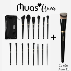 Bộ Cọ Trang Điểm Cá Nhân MUA.s Aura 14 Cây  Chất Lông Mền Mịn ( Kèm Túi)