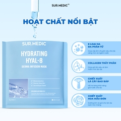 (10 Miếng/Hộp) Mặt Nạ Cấp Ẩm Sur.Medic Derma Infusion Mask Hydrating Hyal-8 28g