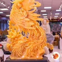 Tượng Khổng Tước Ngọc Onyx Vàng