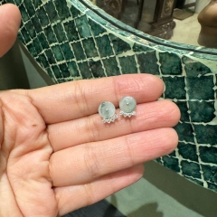 Hoa Tai Nhí Ngọc Phỉ Thuý Khung Bạc