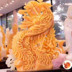 Tượng Khổng Tước Ngọc Onyx Vàng