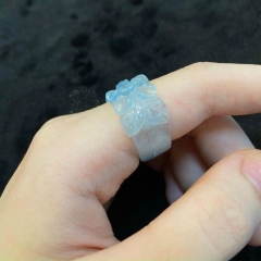 Nhẫn Aquamarin Hoa Mẫu Đơn