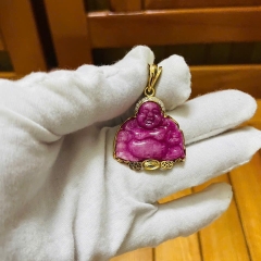 Mặt dây Di Lặc Ruby Bọc Vàng K10
