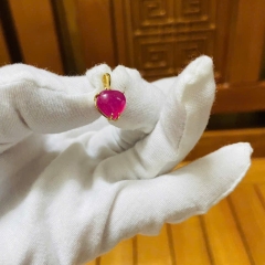 Hoa Tai Trái Tim Ruby Bọc Vàng 10K