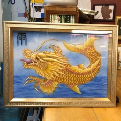 Tranh Đá Quý Cá Chép Hóa Rồng