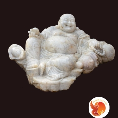 Tượng Đá Quý Di Lặc Bưng Vàng Thạch Anh Trắng