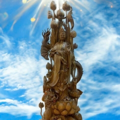 Tượng Quan Âm Nam Hải Gỗ Ngọc Am Nguyên Khối