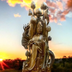 Tượng Quan Âm Nam Hải Gỗ Ngọc Am Nguyên Khối