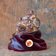 Tượng Phật Di Lặc Hoan Hỉ Đá Mã Não Vàng