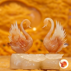 Tượng Uyên Ương Hí Thủy Đá Quý