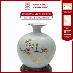 Bình Hút Lộc Chữ Tài Lộc Dán Decal Vàng Kim Gốm Sứ Bát Tràng - Phúc Lộc Viên Minh - PLVM161