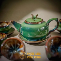 Bộ Ấm Chén Cao Cấp Gốm Sứ Bát Tràng - Phúc Lộc Viên Minh - VM511