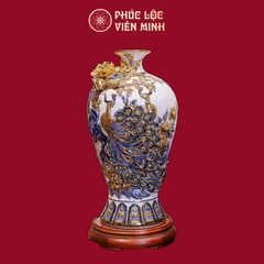 Mai Bình Công Danh Phú Quý Men Trắng Vẽ Vàng Gốm Sứ Bát Tràng - Phúc Lộc Viên Minh