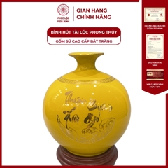 Bình Hút Lộc Thuận Buồm Xuôi Gió Dán Decal Vàng Kim Gốm Sứ Bát Tràng - Phúc Lộc Viên Minh