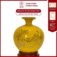 Bình Hút Lộc Nhị Cảnh Bách Nhi Đồ Dán Decal Vàng Kim Gốm Sứ Bát Tràng - Phúc Lộc Viên Minh