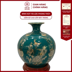 Bình Hút Lộc Tứ Cảnh Decal Vàng Kim Gốm Sứ Bát Tràng - Phúc Lộc Viên Minh