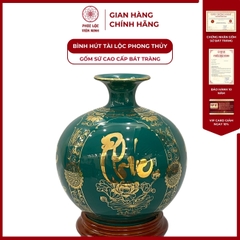 Bình Hút Lộc Tứ Cảnh Phúc Đức Tài Lộc Decal Vàng Kim Gốm Sứ Bát Tràng - Phúc Lộc Viên Minh