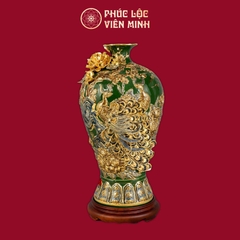 Mai Bình Công Danh Phú Quý Men Xanh Bộ Đội Vẽ Vàng Gốm Sứ Bát Tràng - Phúc Lộc Viên Minh