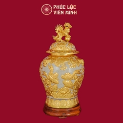 Chóe Niên Niên Hữu Dư 20L Men Rạn Dát Vàng Gốm Sứ Bát Tràng - Phúc Lộc Viên Minh