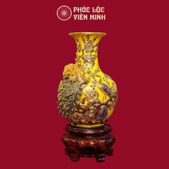 Tỏi Công Danh Phú Quý 60cm Men Vàng Vẽ Vàng Gốm Sứ Bát Tràng - Phúc Lộc Viên Minh