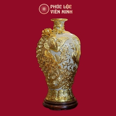 Mai Bình Phú Quý Trường Xuân Men Rạn Dát Vàng Gốm Sứ Bát Tràng - Phúc Lộc Viên Minh