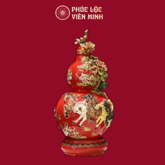 Hồ Lô Mã Đáo Thành Công Men Đỏ Màu Vẽ Vàng Gốm Sứ Bát Tràng - Phúc Lộc Viên Minh