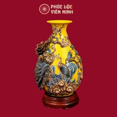 Tỳ Bà Phú Quý Trường Xuân 45cm Men Vàng Gốm Sứ Bát Tràng - Phúc Lộc Viên Minh