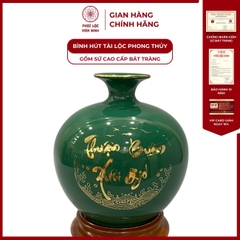 Bình Hút Lộc Thuận Buồm Xuôi Gió Dán Decal Vàng Kim Gốm Sứ Bát Tràng - Phúc Lộc Viên Minh
