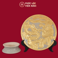 Mâm Bồng Long Phụng Chầu Ngọc Men Rạn Dát Vàng Gốm Sứ Bát Tràng - Phúc Lộc Viên Minh