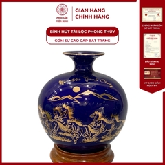 Bình Hút Lộc Mã Đáo Thành Công Dán Decal Vàng Kim Gốm Sứ Bát Tràng - Phúc Lộc Viên Minh