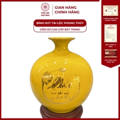 Bình Hút Lộc Song Ngư Vọng Nguyệt Dán Decal Vàng Kim Gốm Sứ Bát Tràng - Phúc Lộc Viên Minh