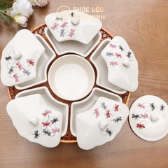 Bộ Khay Mứt Tết Cao Cấp Gốm Sứ Bát Tràng - Phúc Lộc Viên Minh