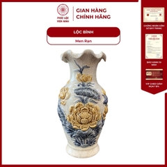 Đôi Lộc Bình Miệng Lượn Họa Tiết Sen Men Rạn Gốm Sứ Bát Tràng - Phúc Lộc Viên Minh