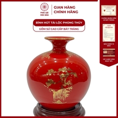 Bình Hút Lộc Thuận Buồm Xuôi Gió Dán Decal Vàng Kim Gốm Sứ Bát Tràng - Phúc Lộc Viên Minh