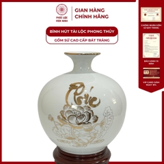 Bình Hút Lộc Chữ Phúc Lộc Dán Decal Vàng Kim Gốm Sứ Bát Tràng - Phúc Lộc Viên Minh