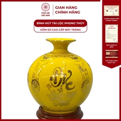 Bình Hút Lộc Tứ Cảnh Phúc Đức Tài Lộc Decal Vàng Kim Gốm Sứ Bát Tràng - Phúc Lộc Viên Minh