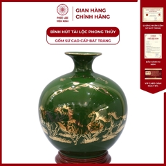 Bình Hút Lộc Mã Đáo Thành Công Dán Decal Vàng Kim Gốm Sứ Bát Tràng - Phúc Lộc Viên Minh