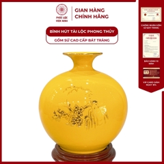 Bình Hút Lộc Mã Đáo Thành Công Dán Decal Vàng Kim Gốm Sứ Bát Tràng - Phúc Lộc Viên Minh